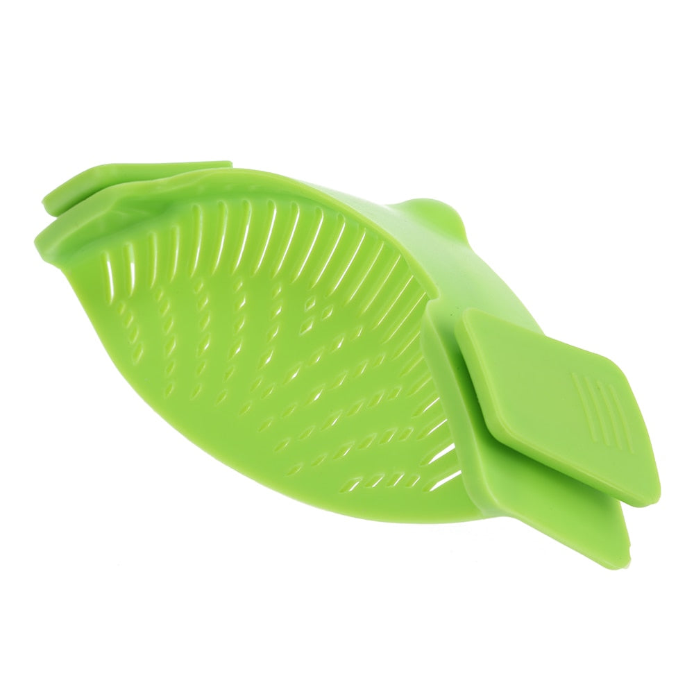 LMETJMA 6 Color Universal Clip on Strainer Adjustable Silicone Strain Pot   Strainer Colander For Pasta Fruit Vegetable JT-007